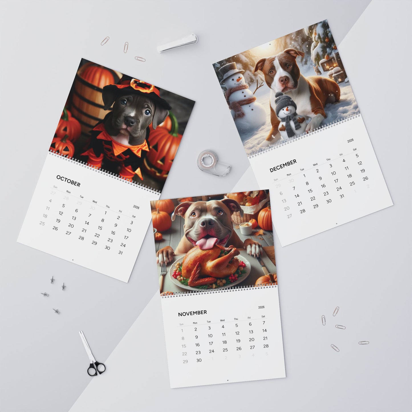 A Pittie Year 2026 Wall Calendar – Adorable Pit Bull Art