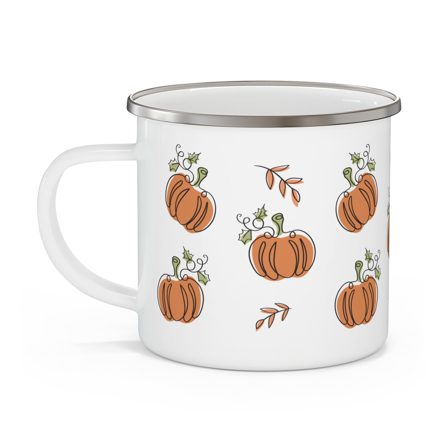 Simply Pumpkins Enamel Mug – Cozy Fall Campfire Mug