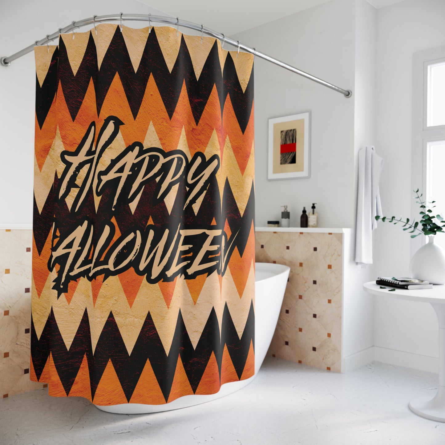 Happy Halloween Shower Curtain – Spooky & Fun Bathroom Décor