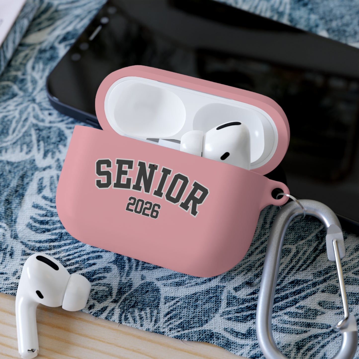 Senior 2026 AirPods Case Cover – Protective TPU Case with Carabiner