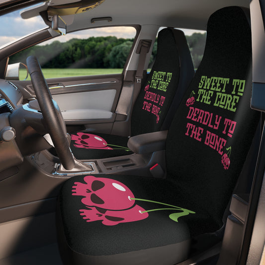 Sweet to the Core, Deadly to the Bone Car Seat Covers – Bold Gothic Car Interior Upgrade