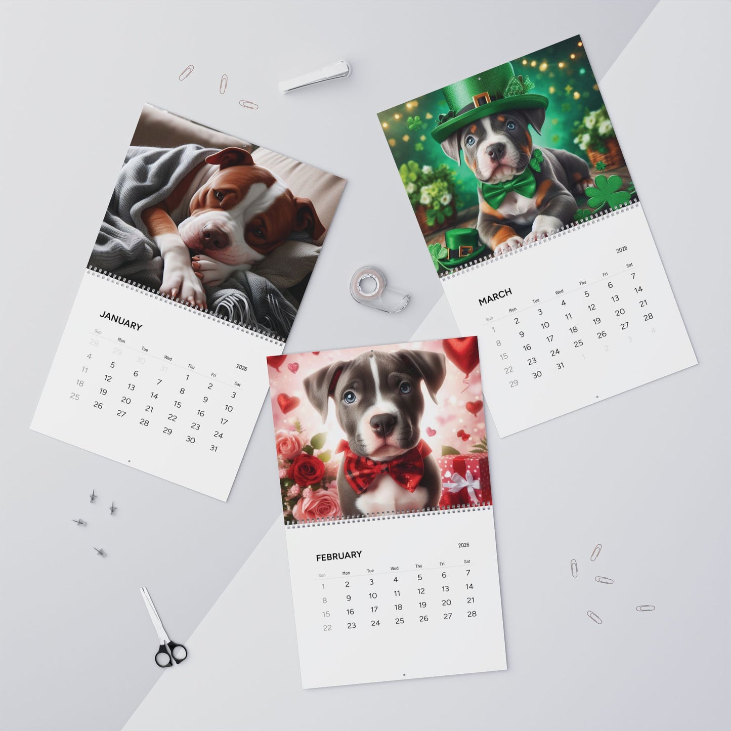 A Pittie Year 2026 Wall Calendar – Adorable Pit Bull Art