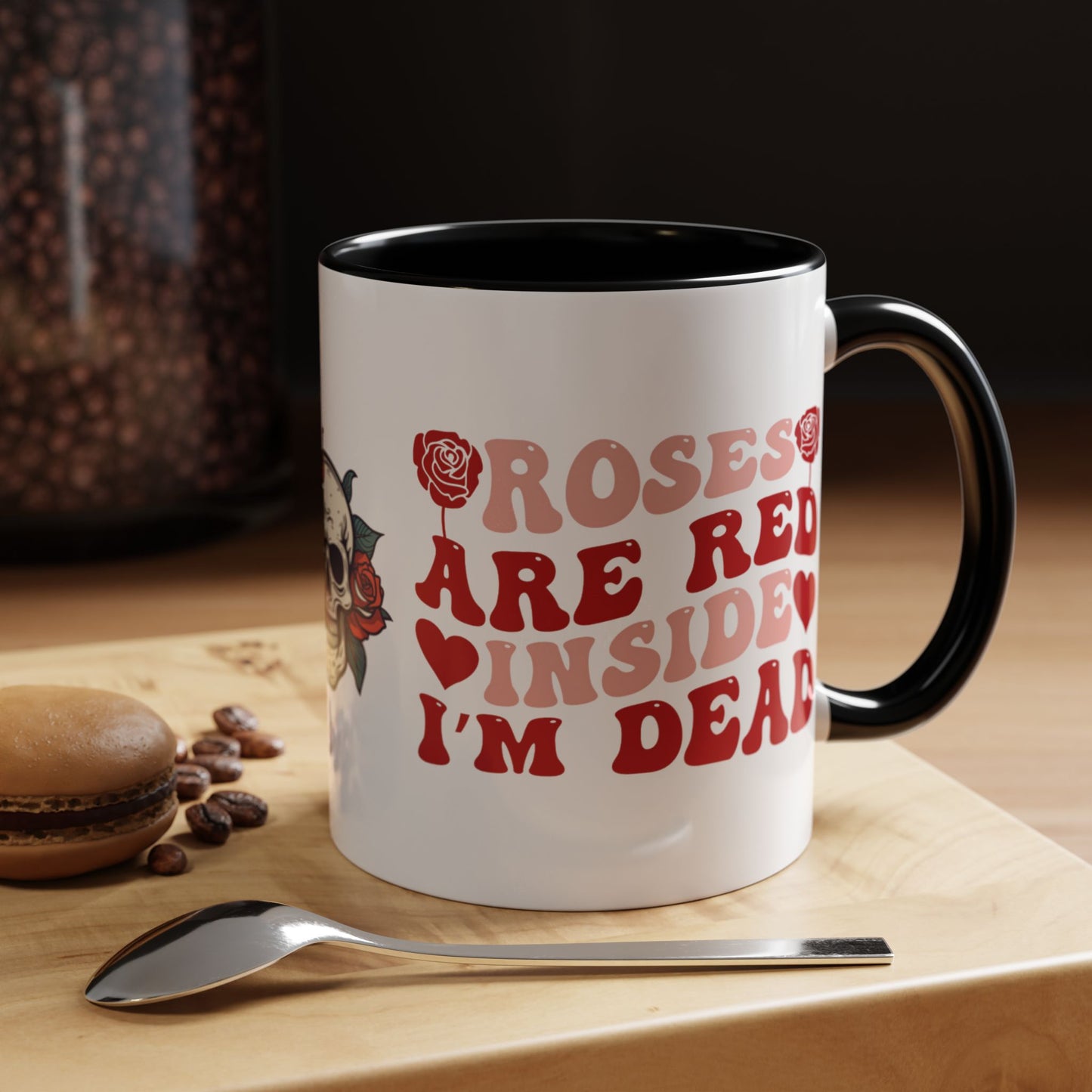 Roses Are Red, I'm Dead Inside - Two-Tone Coffee Mug – Funny Dark Humor Valentine’s Gift