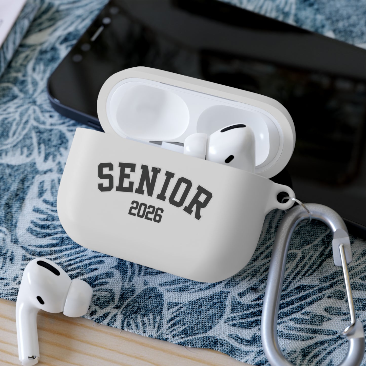 Senior 2026 AirPods Case Cover – Protective TPU Case with Carabiner