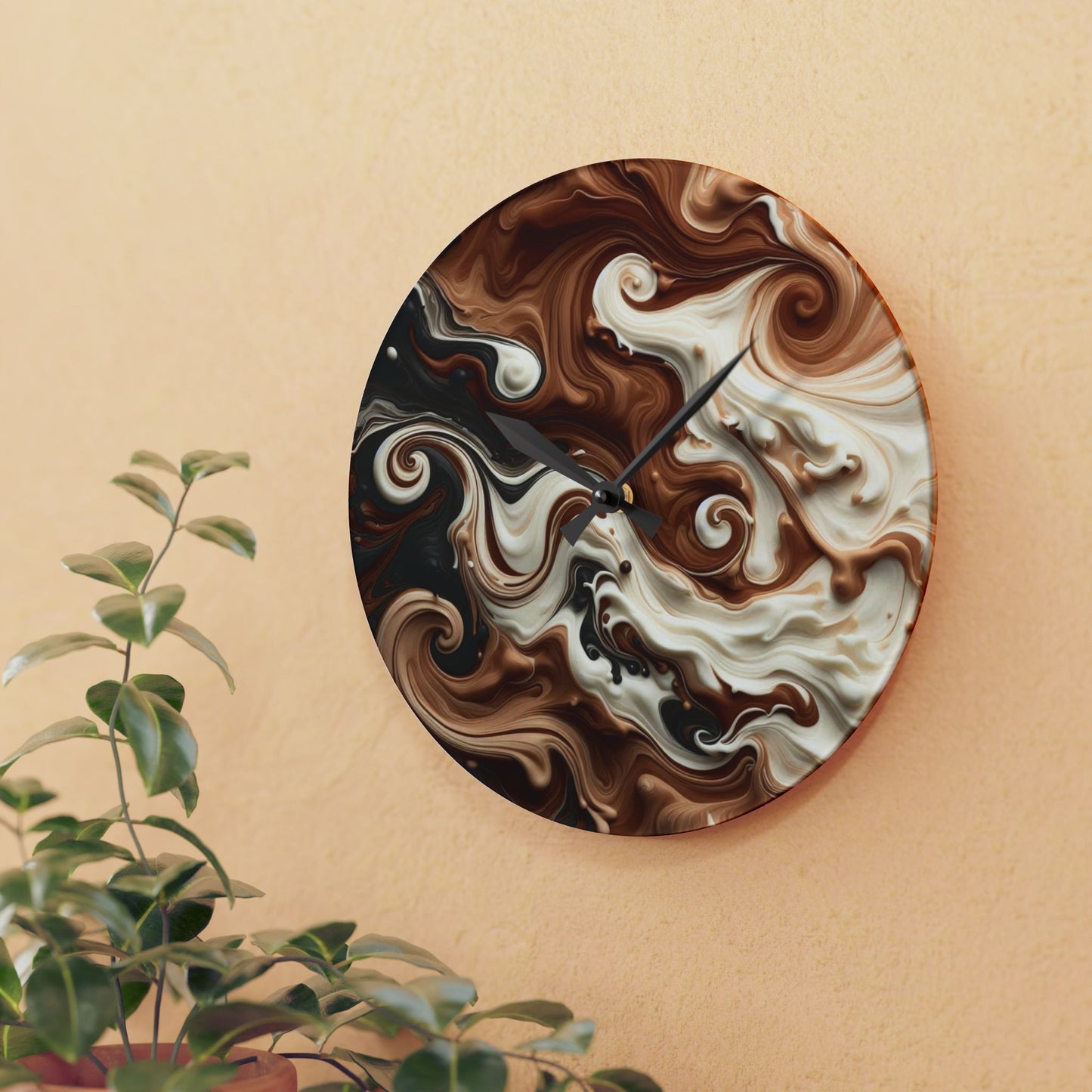 Coffee and Cream Chaos Acrylic Wall Clock