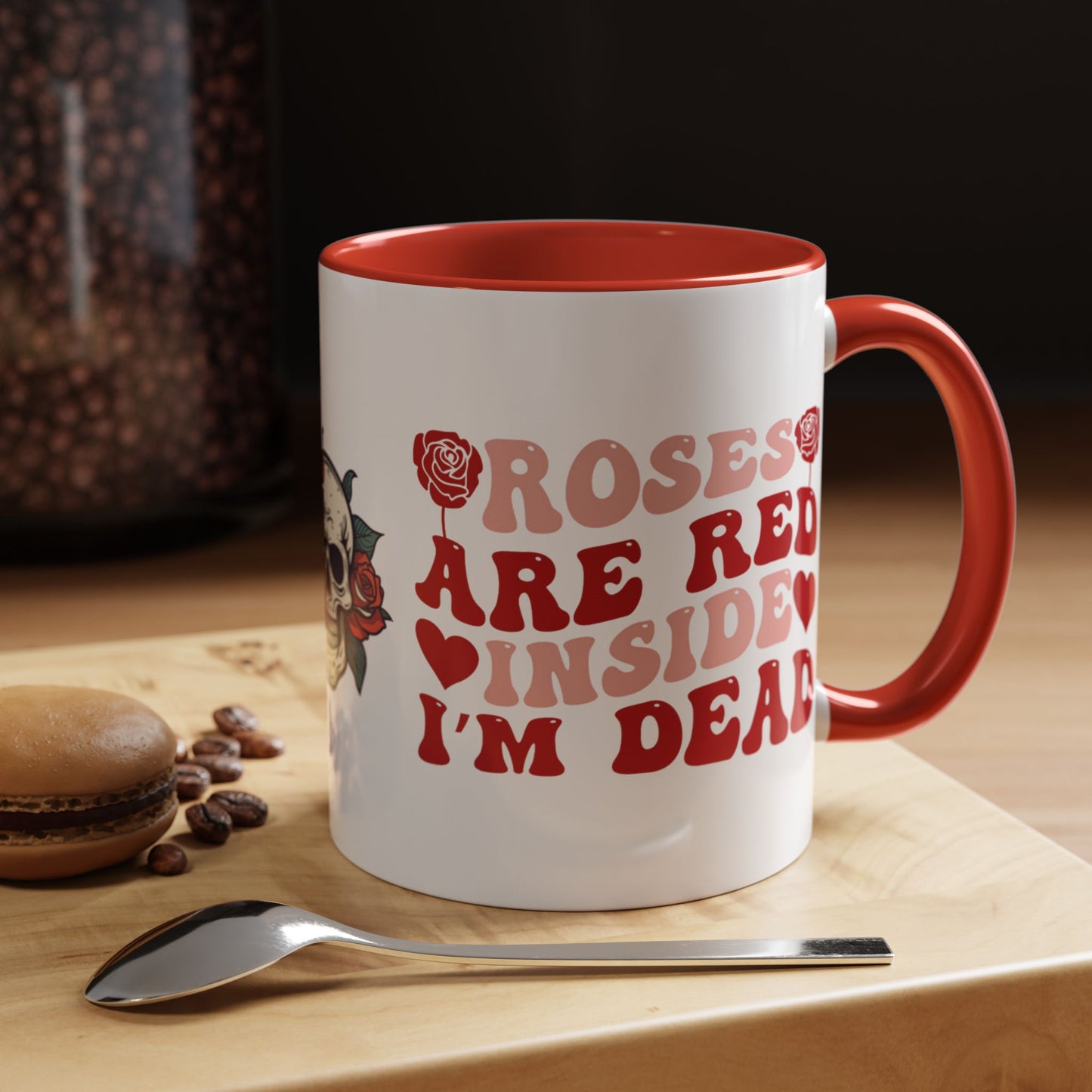 Roses Are Red, I'm Dead Inside - Two-Tone Coffee Mug – Funny Dark Humor Valentine’s Gift