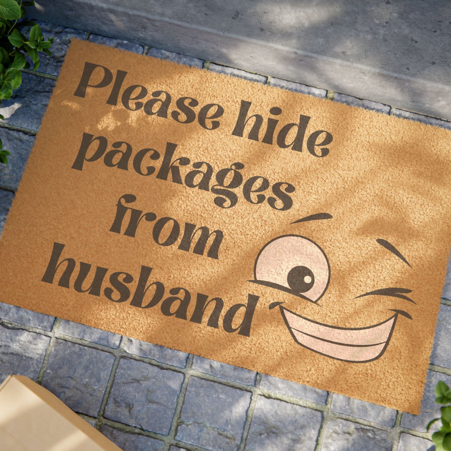 Funny Doormat  Please Hide Packages From Husband - Humorous Outdoor Entry Mat