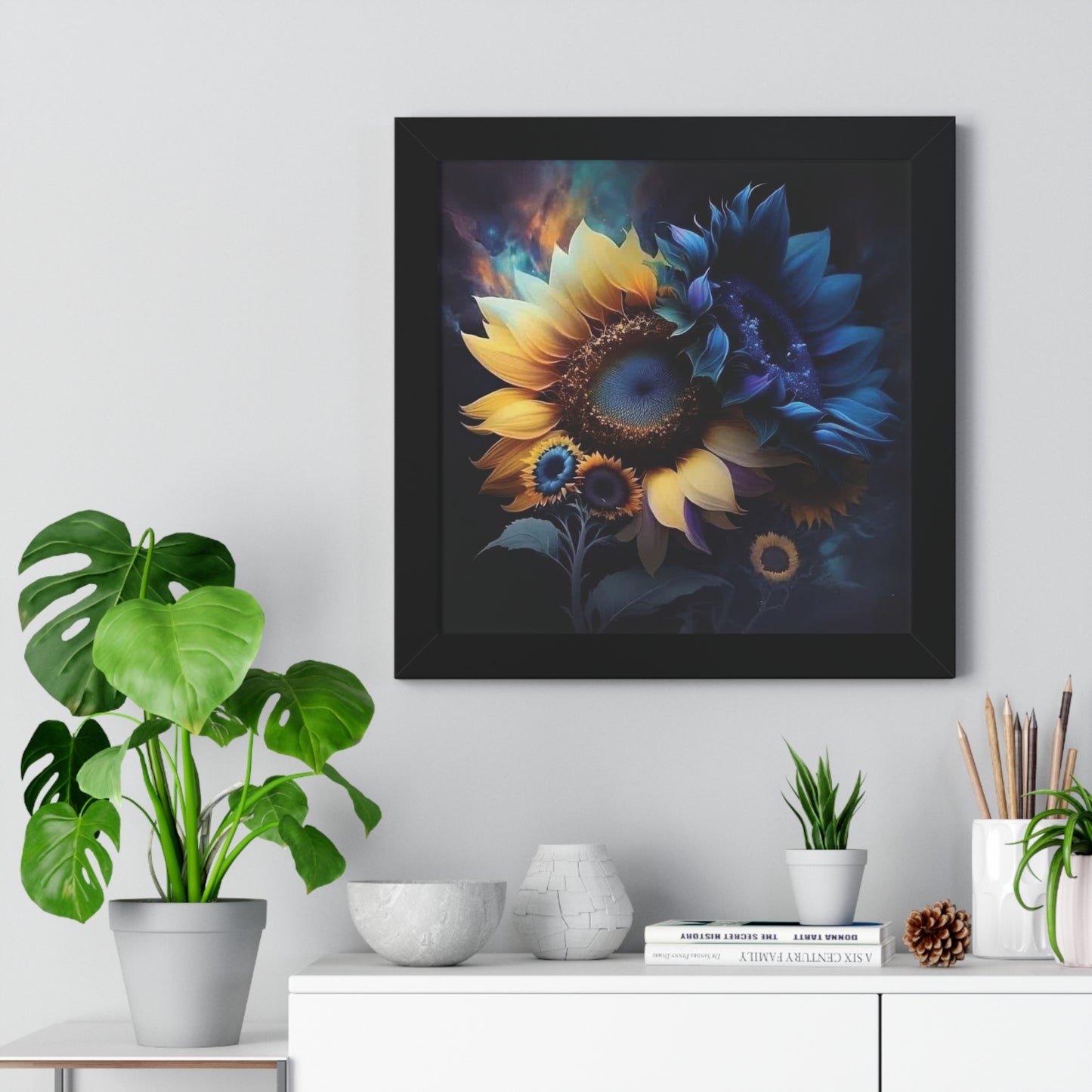 Enchanted Blooms Gothic Sunflower Framed Art Print Poster