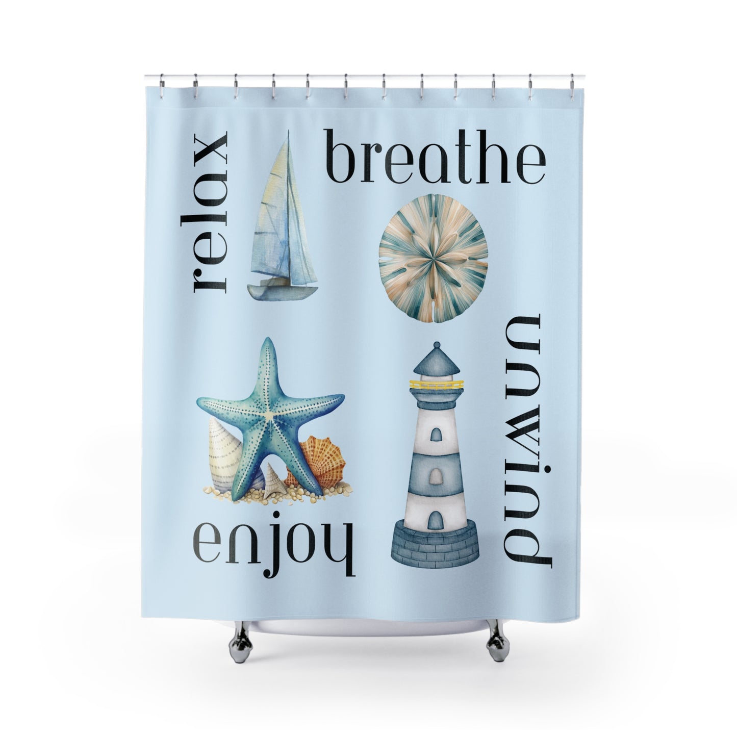 Nautical Spirit Shower Curtain – Coastal Ocean Bathroom Decor