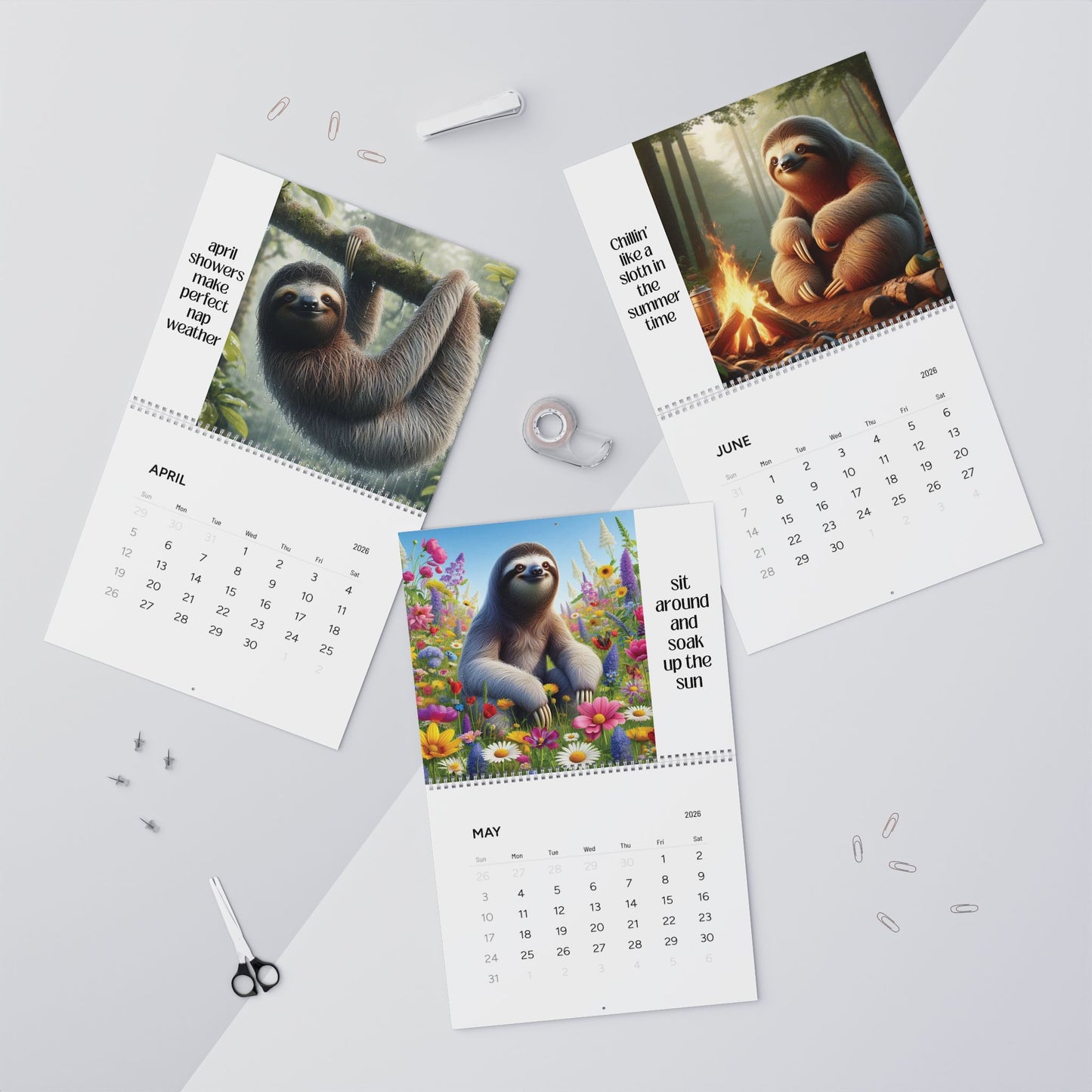 The Art of Doing Nothing - 2026 Sloth Wall Calendar