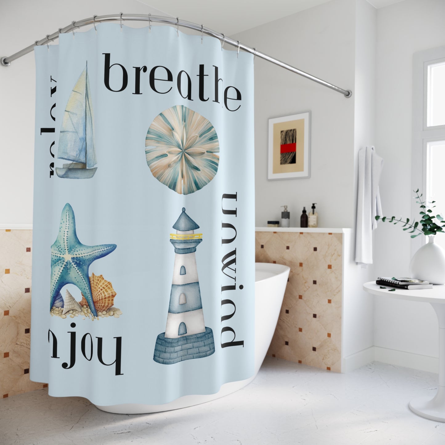 Nautical Spirit Shower Curtain – Coastal Ocean Bathroom Decor