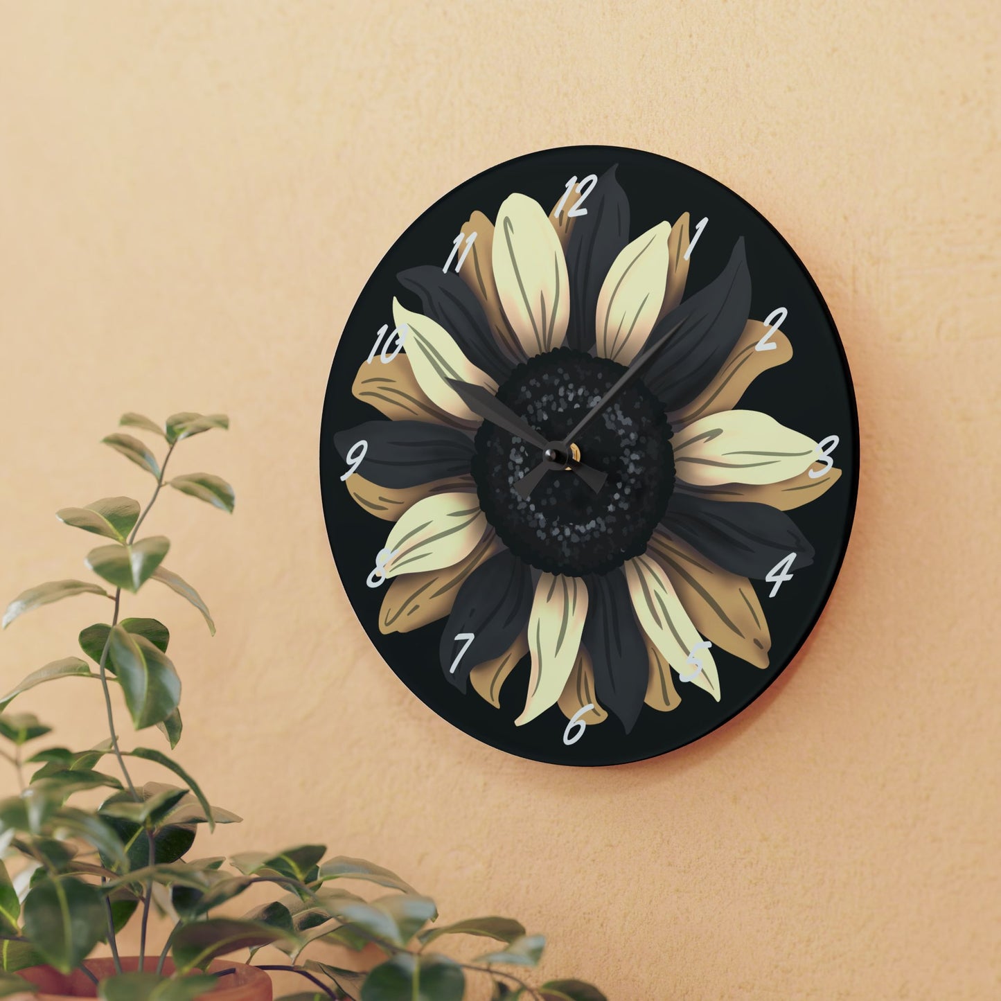 Neutral Sunflower Acrylic Wall Clock