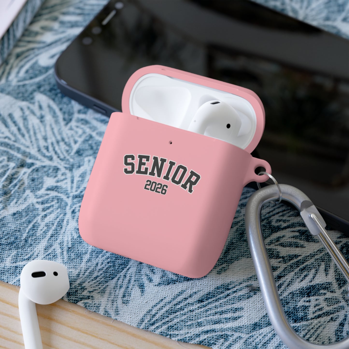 Senior 2026 AirPods Case Cover – Protective TPU Case with Carabiner