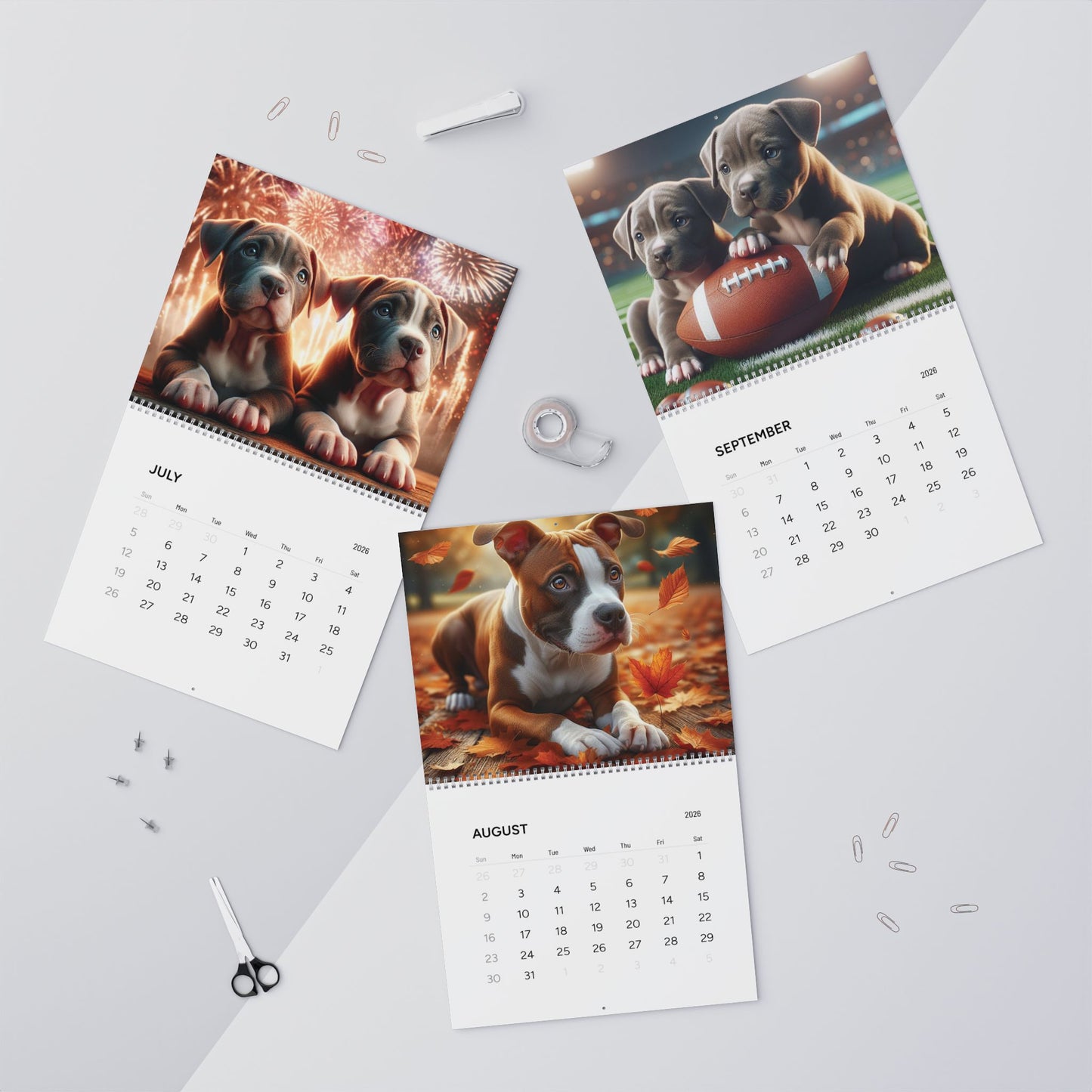 A Pittie Year 2026 Wall Calendar – Adorable Pit Bull Art