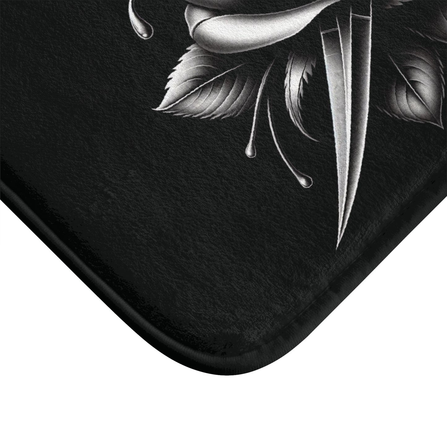 Rose n Dagger Bath Mat | Gothic Bathroom Decor | Microfiber Non-Slip Rug | Matching Shower Curtain Accessory