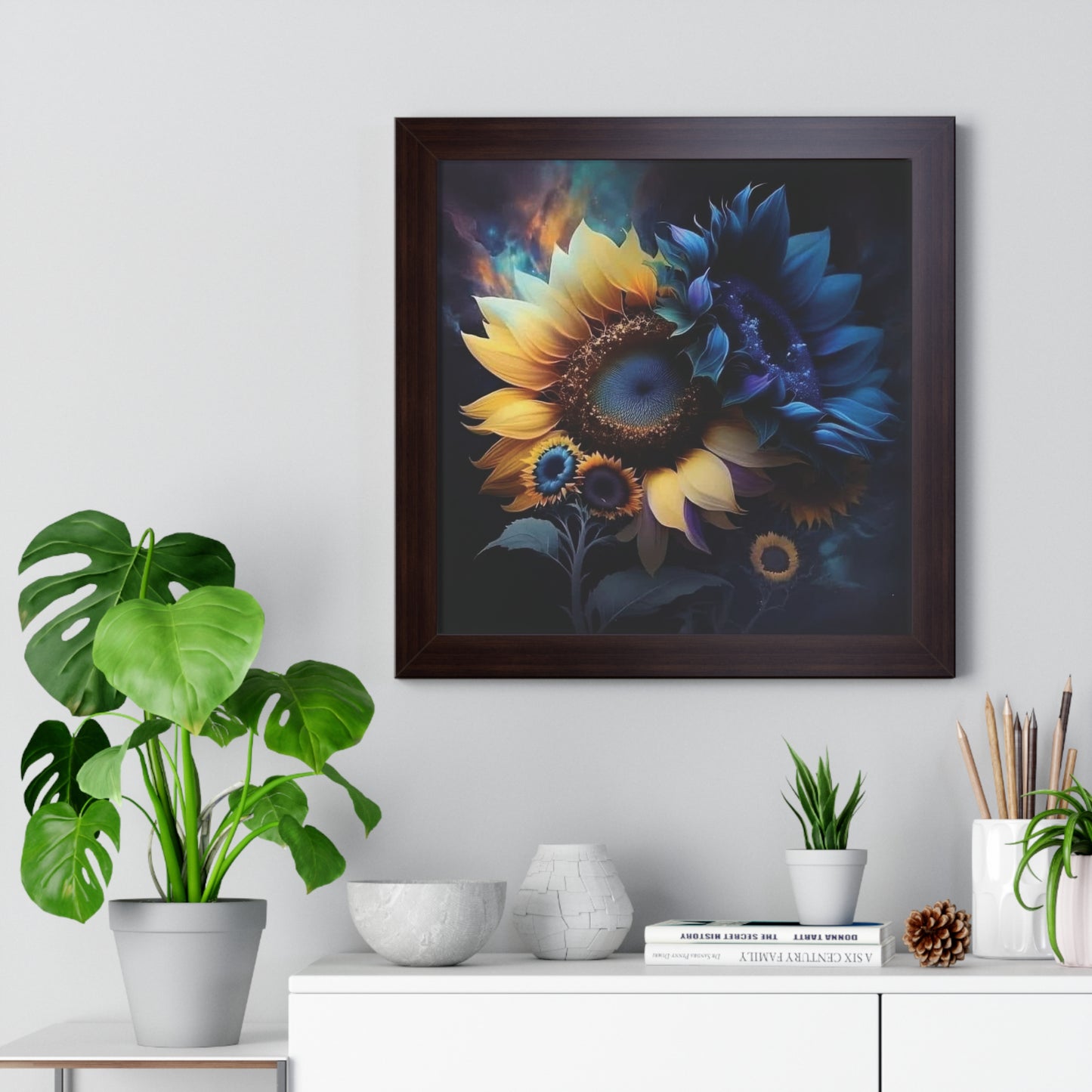 Enchanted Blooms Gothic Sunflower Framed Art Print Poster