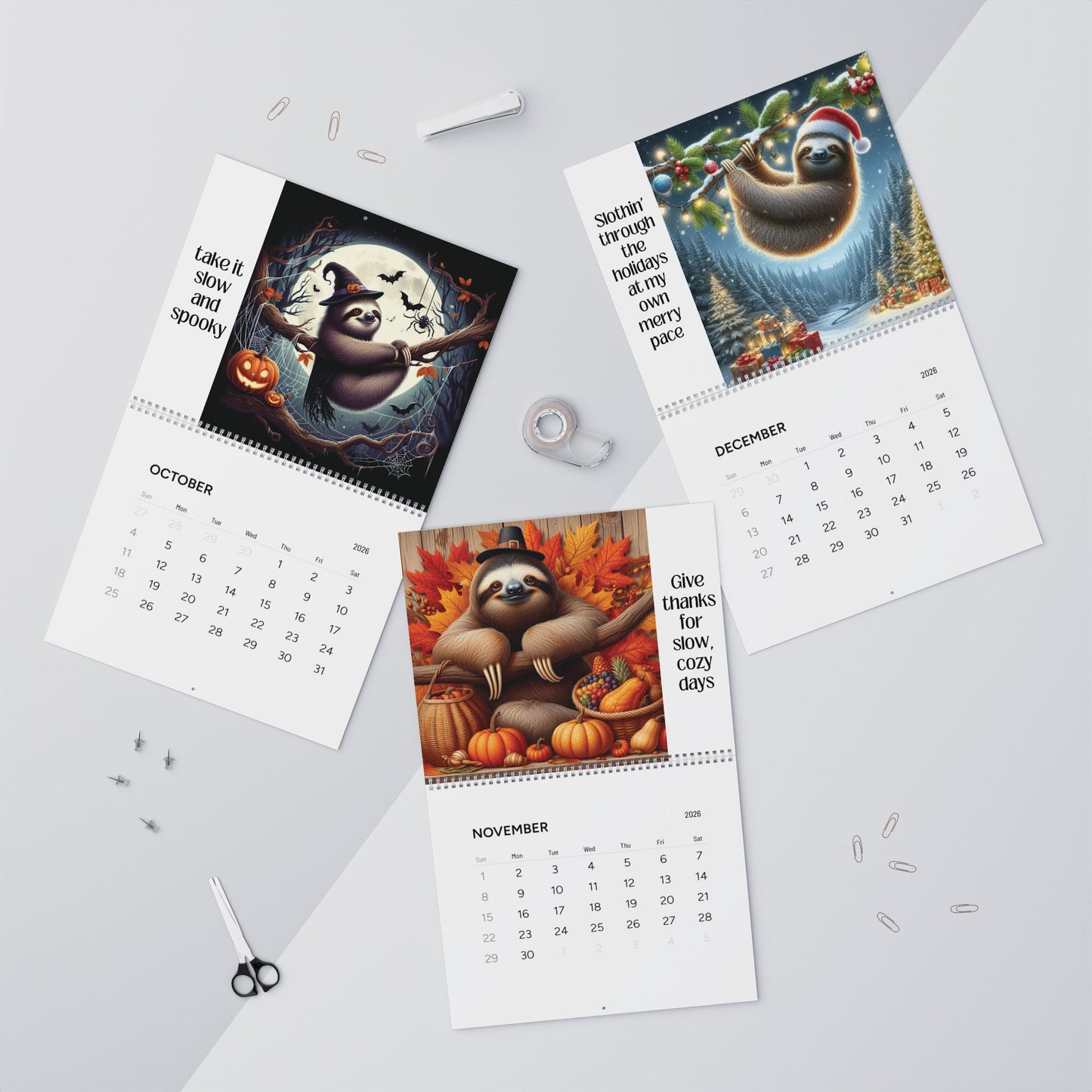 The Art of Doing Nothing - 2026 Sloth Wall Calendar