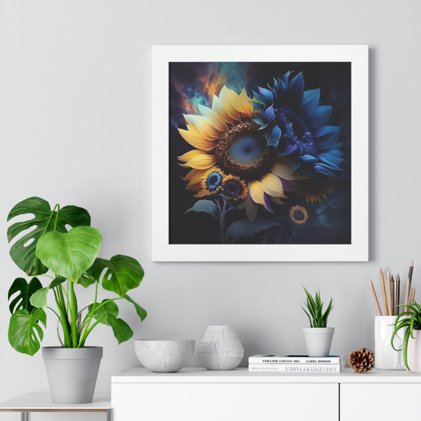 Enchanted Blooms Gothic Sunflower Framed Art Print Poster
