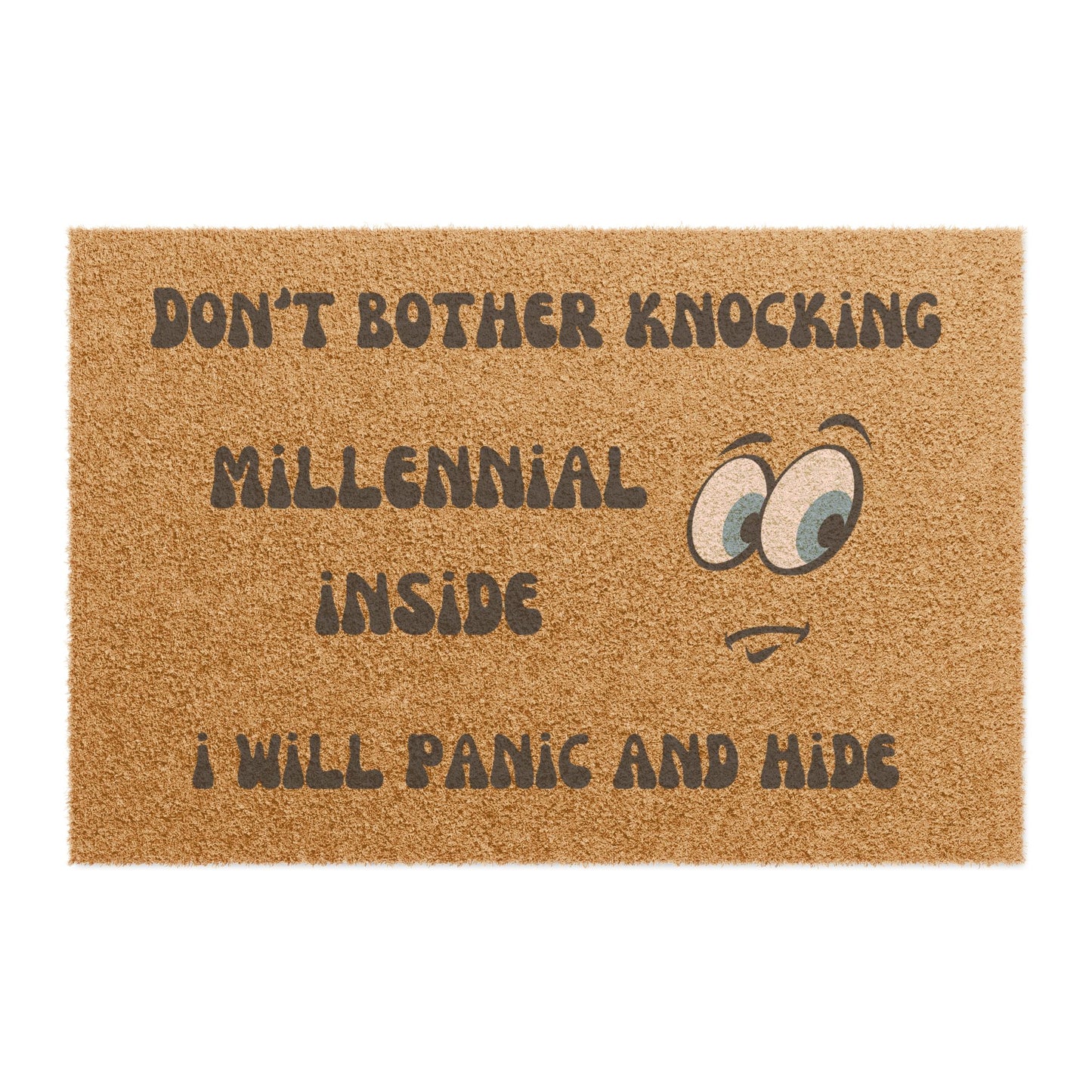 Funny Millennial Doormat – “Don’t Bother Knocking, Millennial Inside” Outdoor Welcome Mat
