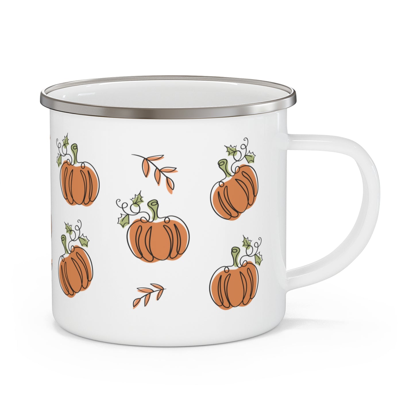 Simply Pumpkins Enamel Mug – Cozy Fall Campfire Mug
