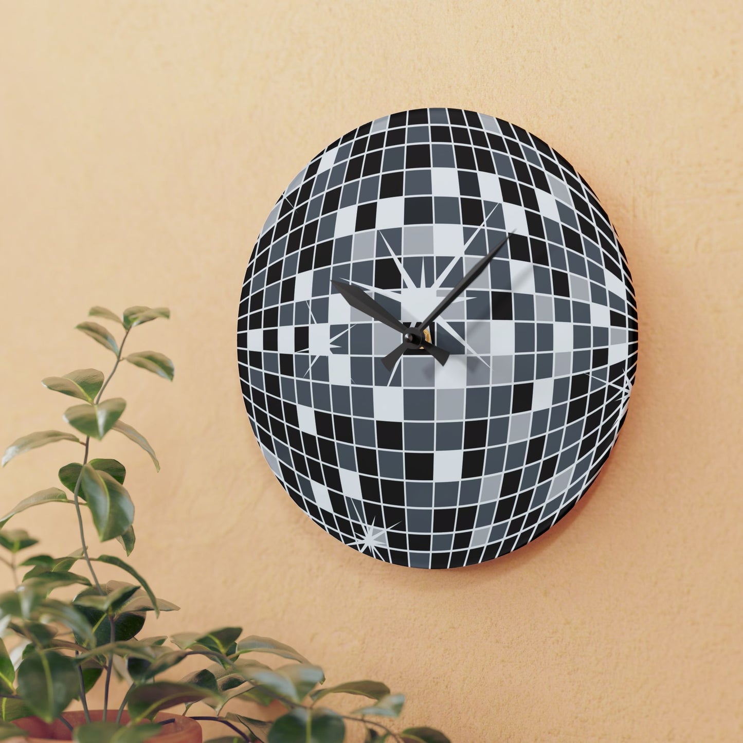 disco ball acyrlic wall clock round