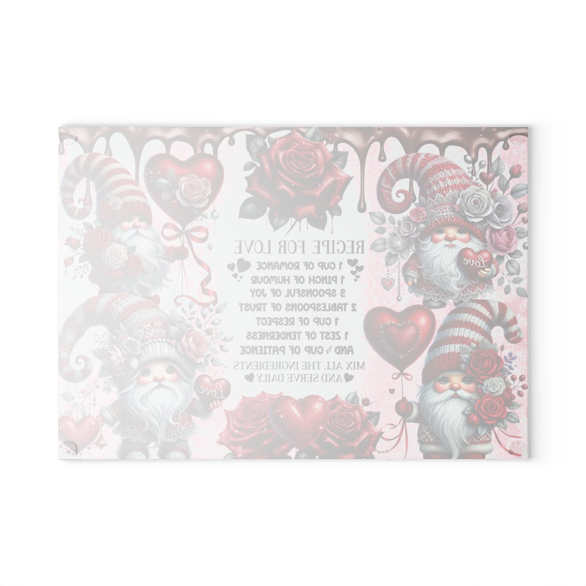 valentines gnomes cutting board, recipe for love