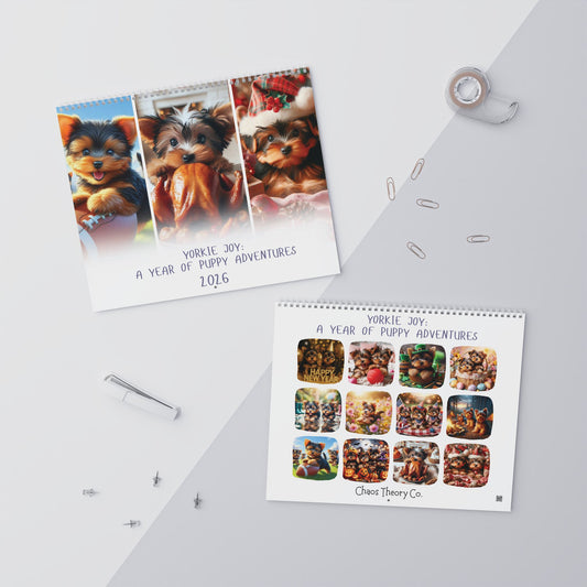 yorkie puppies wall calendar 2026